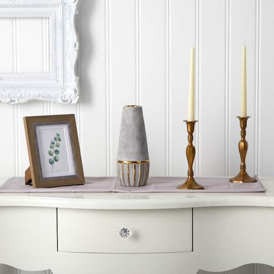 10" Regal Stone Decorative Vase with Gold Accents